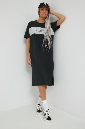 Bavlněné šaty Vans černá barva, mini, oversize