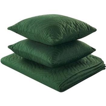 Sada embosovaného přehozu na postel s polštáři 220×240 cm zelená BABAK, 313619 (beliani_313619)