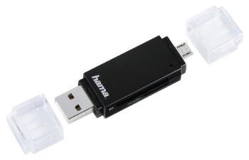 HAMA čtečka paměťových karet Basic USB 2.0/micro USB OTG/ SD/microSD/ černá, 181056