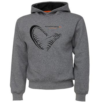 Savage gear mikina junior jaw hoodie grey melange - 10-12 let