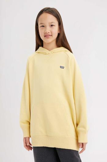 Dětská mikina Levi's LVG PULLOVER HOODIE žlutá barva, s kapucí, hladká