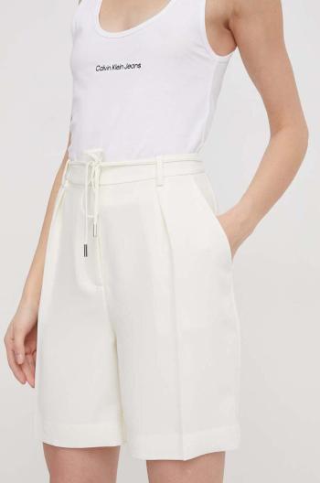 Kraťasy Calvin Klein dámské, béžová barva, hladké, high waist, K20K206651