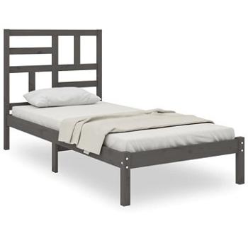 Rám postele šedý masivní dřevo 90 × 200 cm, 3105937 (3105937)