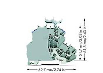 Dvojitá svorka stínícího vedení WAGO 2002-2248/099-000, osazení: N, pružinová svorka, 6.20 mm, šedá, 50 ks