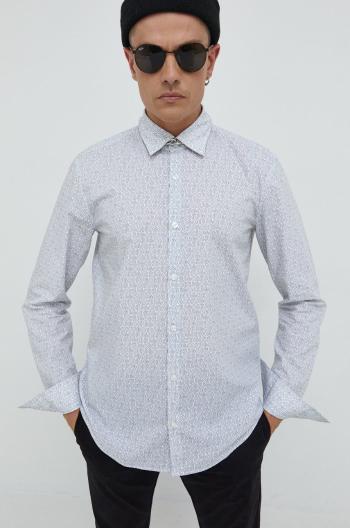 Bavlněné tričko HUGO bílá barva, regular, s klasickým límcem