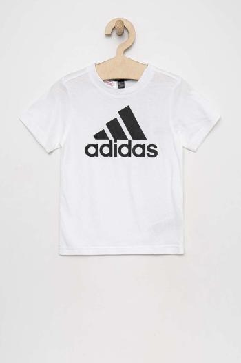 Dětské bavlněné tričko adidas LK BL CO bílá barva, s potiskem