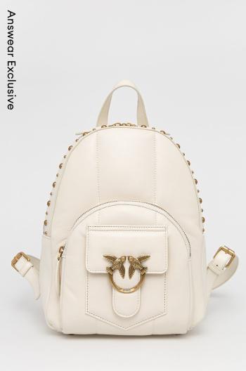 Kožený batoh Pinko dámský, bílá barva, malý, s aplikací