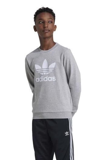 Dětská mikina adidas Originals TREFOIL CREW šedá barva, s potiskem, IY7436