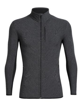 pánská merino mikina ICEBREAKER Mens Descender LS Zip, Jet Heather/Black velikost: M