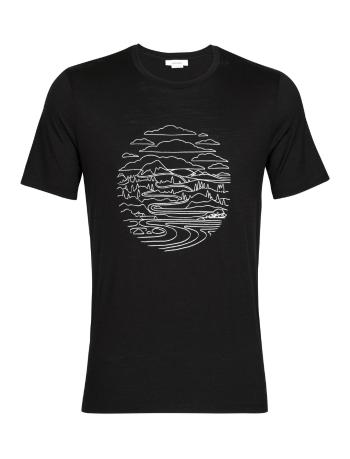 pánské triko krátký rukáv ICEBREAKER Mens Tech Lite II SS Tee Pump Track, Black velikost: XXL