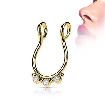 Šperky4U Falešný piercing do nosu - septum - ST0020-GD