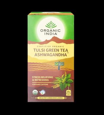 Organic India Tulsi se zeleným čajem a Ašvagandou BIO 25 ks