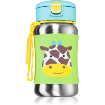 Skip Hop Zoo Straw Bottle nerezová láhev na vodu s brčkem Giraffe 12 m+ 350 ml