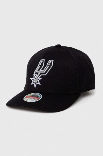 Čepice s vlněnou směsí Mitchell&Ness San Antonio Spurs černá barva, s aplikací