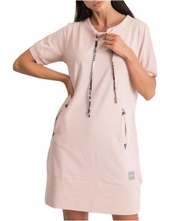 Světle růžové mikinové šaty s krátkým rukávem byword vel. L/XL