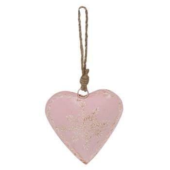 Růžové závěsné kovové srdce se zdovením Heartic - 18*2*18 cm 6Y5273