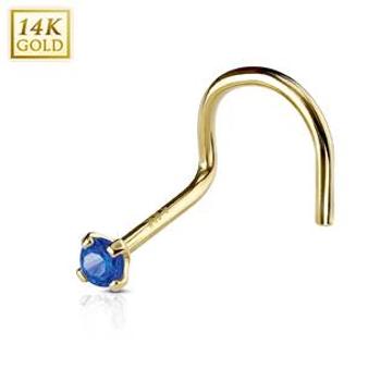Šperky4U Zlatý piercing do nosu, Au 585/1000 - kamínek 2 mm - ZL01127B-YG