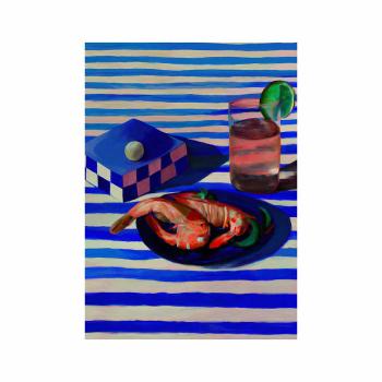 Premium Framed Art Shrimp & Stripes – Float Glass – 100 × 140 cm