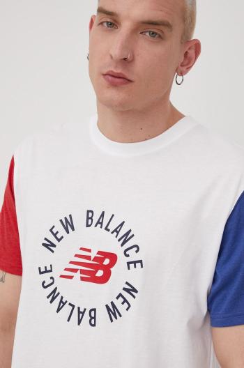 Tričko New Balance MT21901WT bílá barva, s potiskem