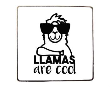 Magnet čtverec kov Llamas are cool