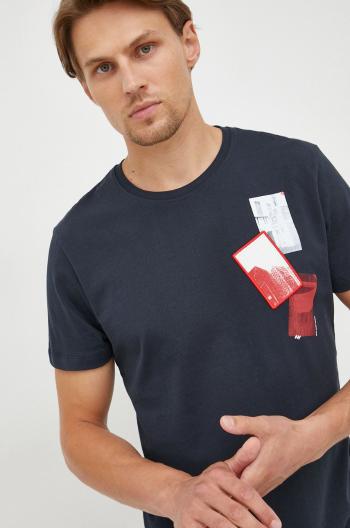 Bavlněné tričko Pepe Jeans tmavomodrá barva, s aplikací