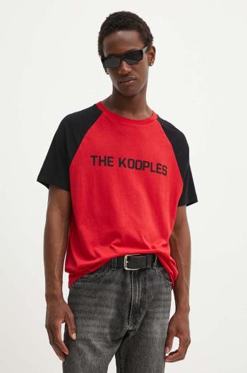 Tričko The Kooples červená barva, s potiskem, HTSC29010K