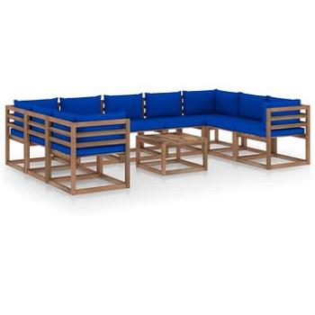10dílná zahradní sedací souprava s modrými poduškami 3067522 (3067522)
