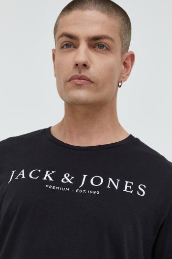 Bavlněné tričko Premium by Jack&Jones černá barva, s potiskem