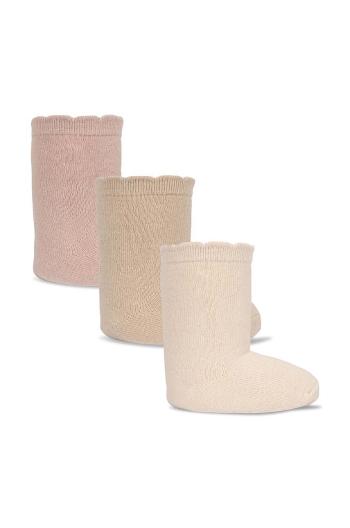Dětské ponožky Konges Sløjd 3-pack béžová barva