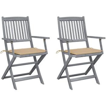 Skládací zahradní židle s poduškami 2 ks masivní akáciové dřevo, 3064485 (3064485)