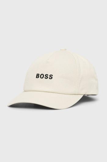 Čepice Boss krémová barva, s aplikací