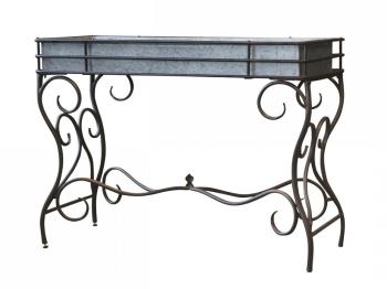 Kovový stolek na květiny s plechovým zinkovým boxem Plant table - 107*44*77cm 40225-24