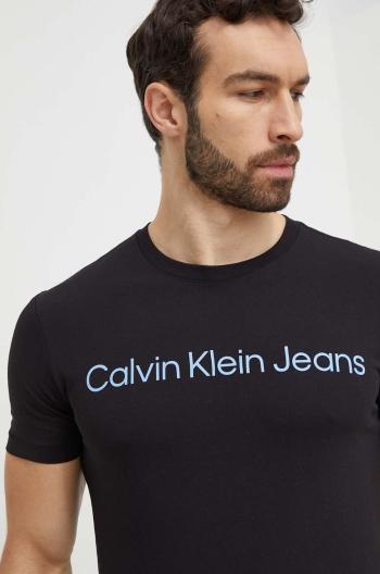 Bavlněné tričko Calvin Klein Jeans černá barva, s potiskem, J30J322344