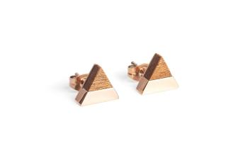 Náušnice s dřevěným detailem Rea Earrings Triangle z chirurgické oceli s možností výměny či vrácení do 30 dnů