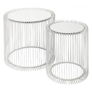 Odkládací stolek Wire stříbrný Ø 44 cm – set 2 kusů