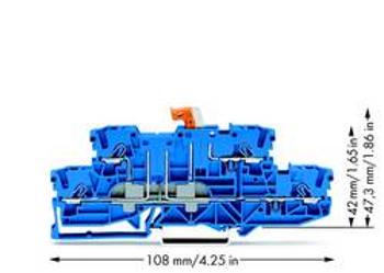 Dvojitá oddělovací svorka WAGO 2002-2974, osazení: N, N, pružinová svorka, 5.20 mm, modrá, 50 ks