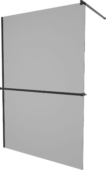 MEXEN/S KIOTO Sprchová zástěna WALK-IN s poličkou a držákem ručníků 100 x 200 cm, grafit 8 mm, černá 800-100-121-70-40