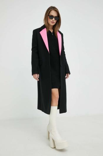 Vlněný kabát Karl Lagerfeld černá barva, přechodný