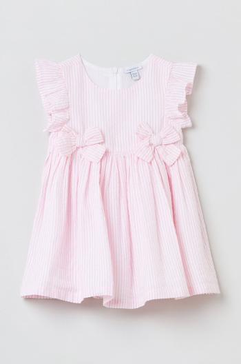Dětské bavlněné šaty OVS růžová barva, mini, áčková