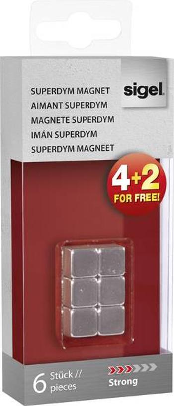 Sigel SuperDym C5 Strong Cube-Design, GL192 magnet, (š x v x h) 10 x 10 x 10 mm, krychle, stříbrná, 6 ks