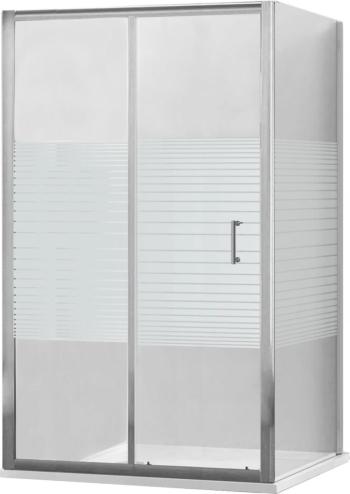 MEXEN/S Apia sprchový kout posuvný 110x80 cm, sklo transparent/pruhy, chrom + vanička 840-110-080-01-20-4010