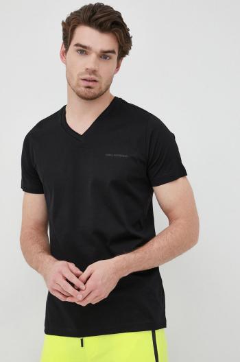 Bavlněné tričko Karl Lagerfeld černá barva, hladký