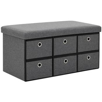 Skládací úložná lavice umělý len 76 × 38 × 38 cm tmavě šedá (247095)