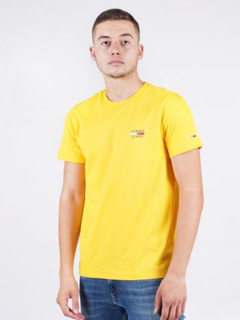 Tommy Jeans pánské žluté tričko CHEST LOGO - L (ZFS)
