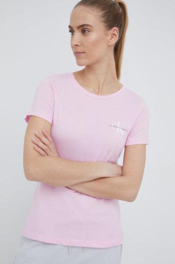 Bavlněné tričko Calvin Klein Jeans ( 2-pak) růžová barva