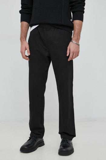Bavlněné kalhoty Samsoe Samsoe pánské, černá barva, jednoduché