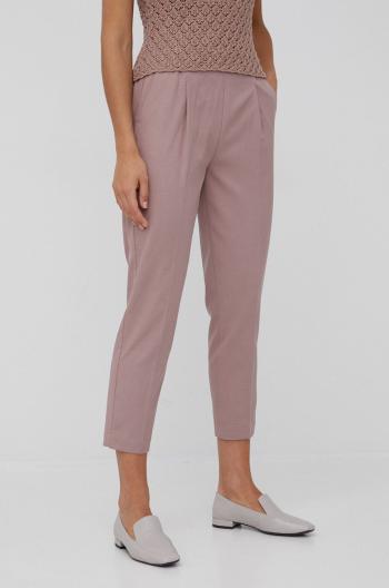 Kalhoty Sisley dámské, fialová barva, přiléhavé, high waist