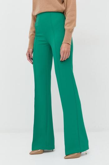 Kalhoty Elisabetta Franchi dámské, zelená barva, široké, high waist