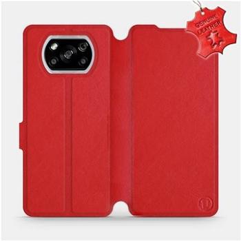 Flipové pouzdro na mobil Xiaomi POCO X3 NFC - Červené - kožené -   Red Leather (5903516393299)