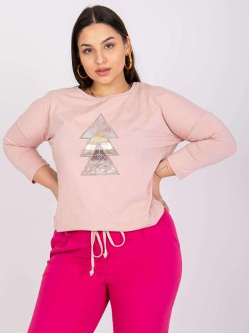 PUDROVÁ HALENKA BEATE S POTISKEM LESKLÝCH TROJÚHELNÍKŮ -RV-BZ-7586.47P-POWDER PINK Velikost: ONE SIZE